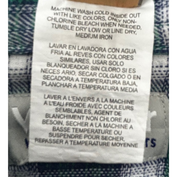 Wrangler Wrancher Shirt Blue and Green Plaid Pearly Snaps Men's Size Large - Picture 6 of 7